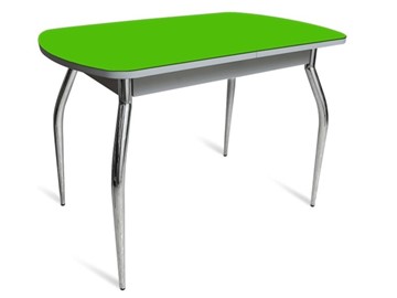 Стол обеденный ПГ-04 СТ белое/зеленое стекло/хром фигурные в Тольятти