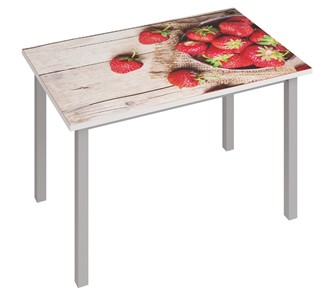 Стеклянный кухонный стол Фристайл-3, Клубника в Самаре