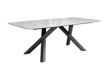 Обеденный стол DikLine KS220 керамика Cloud (белый глянец C11)/опоры черные в Тольятти