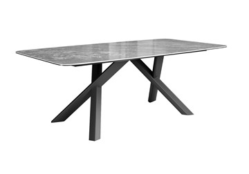 Керамический обеденный стол DikLine KS220 керамика Monsoon (серый глянец JA688) / опоры черные в Самаре
