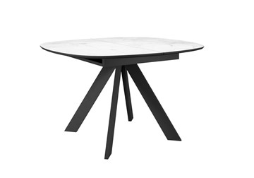 Кухонный раскладной стол DikLine BK100 Керамика Белый мрамор/подстолье черное/опоры черные в Тольятти