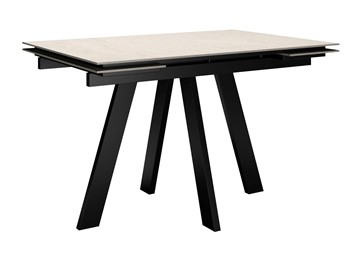 Обеденный раздвижной стол DikLine DM120 Хромикс белый / опоры черные в Тольятти