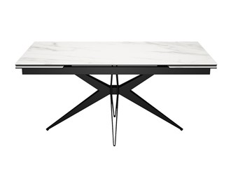 Керамический обеденный стол DikLine KW160 мрамор С41 (керамика белая)/опоры черные в Сызрани
