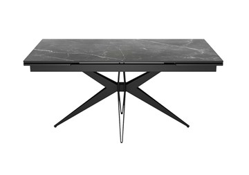 Керамический обеденный стол DikLine KW160 мрамор С45 (керамика черная)/опоры черные в Тольятти