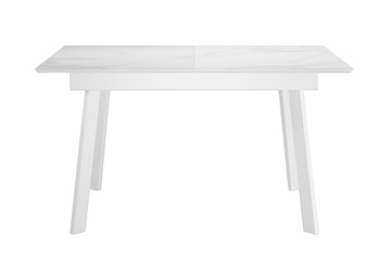 Стол обеденный раскладной DikLine SKH125 Керамика Белый мрамор/подстолье белое/опоры белые (2 уп.) в Сызрани