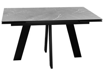 Кухонный раскладной стол DikLine SKM140 Керамика серый мрамор/подстолье черное/опоры черные (2 уп.) в Тольятти