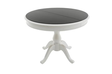 Обеденный овальный стол Фабрицио-1 Glass, Круг 1000, (Тон 9 - Эмаль белая + Чёрное) в Самаре