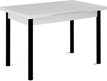 Кухонный стол раздвижной Кубика Милан-1 EVO, ноги металлические черные, белый цемент в Тольятти