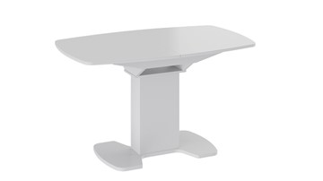 Обеденный раздвижной стол Портофино (СМ(ТД)-105.02.11(1)), цвет Белый глянец/Стекло белое в Самаре