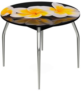 Кухонный раздвижной стол Ривьера - Круг, ноги метал. крашеные №24, ФП (Цветы №11) в Самаре