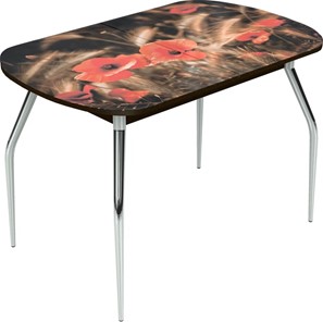 Кухонный стол раскладной Ривьера исп.1 ноги метал. крашеные №24 Фотопечать (Цветы №38) в Самаре