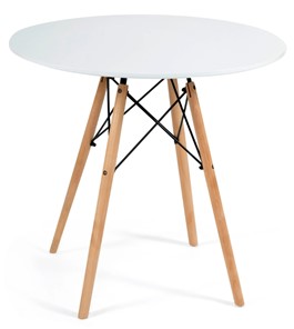 Стол обеденный CINDY NEXT, металл/мдф/бук, D70х75см, белый/натуральный арт.15854 в Тольятти
