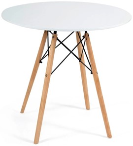 Кухонный обеденный стол CINDY NEXT, металл/мдф/бук, D80х75см, белый/натуральный арт.13067 в Самаре