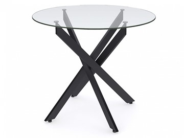 Обеденный круглый стол Dikline R900 стекло/ножки черный металл в Сызрани