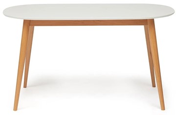 Кухонный обеденный стол MAX (Макс) бук/мдф 140х80х75 Белый/Натуральный Бук арт.10462 в Тольятти