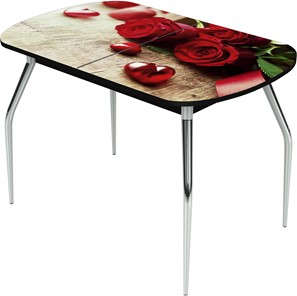 Кухонный стол раздвижной Ривьера исп.1 ноги хром №5 Фотопечать (Цветы №33) в Самаре