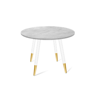 Круглый кухонный стол SHT-TU14 / SHT-TT 90 ЛДСП (бетон чикаго светло-серый/белый муар/золото) в Самаре