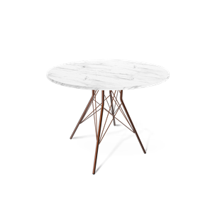 Круглый стол на кухню SHT-TU2-1 / SHT-TT 90 ЛДСП (мрамор кристалл/медный металлик) в Тольятти
