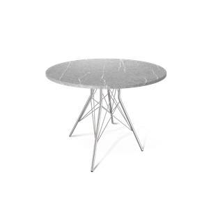 Круглый стол на кухню SHT-TU2-1 / SHT-TT 90 МДФ (серый мрамор/хром лак) в Самаре