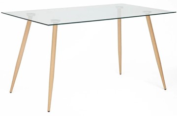 Стеклянный кухонный стол SOPHIA (mod. 5003) металл/стекло (8мм), 140x80x75, бук/прозрачный арт.12098 в Тольятти