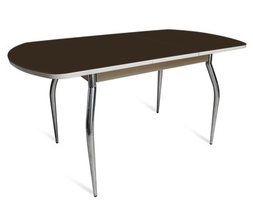 Кухонный стол раскладной ПГ мини СТ2, дуб молочный/черное стекло/35 хром гнутые металл в Самаре
