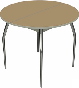 Круглый стол Ривьера исп. круг хром №5 (стекло капучино/белый) в Самаре