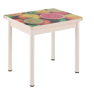 Кухонный пристенный стол СПА-01 СТФ, дуб молочный ЛДСП/стекло фрукты/36 прямые трубки крашеные белые в Сызрани