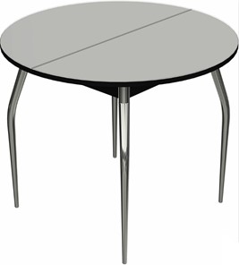 Круглый стол на кухню Ривьера исп. круг хром №5 (стекло белое/черный) в Самаре