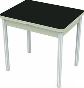 Кухонный раскладной стол Бари хром №6 (стекло черное/белый) в Самаре