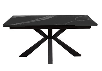Стол обеденный раздвижной DikLine SFE160 Керамика Черный мрамор/подстолье черное/опоры черные (2 уп.) в Самаре
