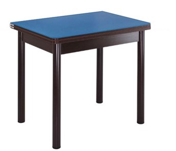 Кухонный пристенный стол СПА-01 СТ2, венге ЛДСП/стекло синие/38 прямые трубки крашеные коричневый в Тольятти