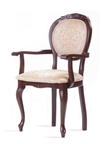 Обеденный стул Барокко с резьбой и подлокотниками (стандартная покраска) в Тольятти