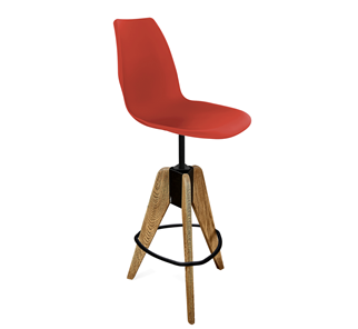 Барный стул SHT-ST29/S92 (красный ral 3020/брашированный коричневый/черный муар) в Сызрани
