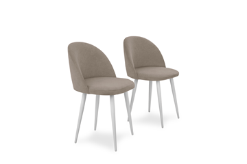 Комплект из 2-х  мягких стульев для кухни Лайт бежевый белые ножки в Тольятти