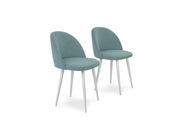 Комплект из 2-х  мягких стульев для кухни Лайт мятный белые ножки в Тольятти