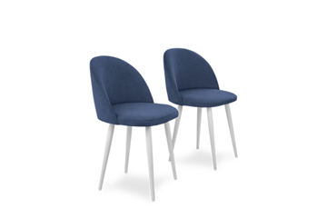 Комплект из 2-х  мягких стульев для кухни Лайт синий белые ножки в Тольятти