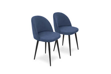 Комплект из 2-х  мягких стульев для кухни Лайт синий черные ножки в Тольятти