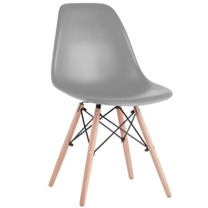 Обеденный стул BRABIX "Eames CF-010", пластик серый, опоры дерево/металл, 532632, 2033A в Сызрани