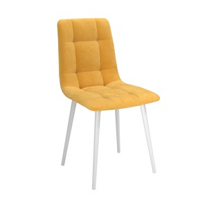 Обеденный стул Белла, велюр тенерифе куркума/Цвет металл белый в Самаре