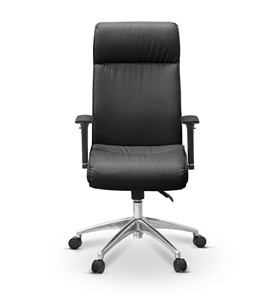 Кресло в офис Dark (подлокотники 3D) натуральная кожа с компаньоном / черная в Тольятти