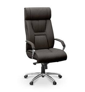 Офисное кресло Олимп X (подлокотники хром) натуральная кожа с компаньоном / черная в Тольятти