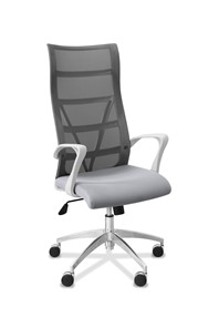 Кресло офисное Топ X белый каркас, сетка/ткань TW / серая/ серая в Тольятти