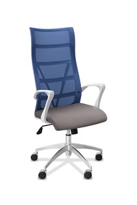 Кресло для руководителя Топ X белый каркас, сетка/ткань TW / синяя/серая в Тольятти