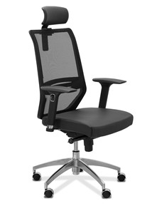 Офисное кресло Aero lux с подголовником, сетка/экокожа / черная/черная CN1114 в Тольятти