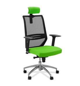 Кресло офисное Aero lux с подголовником, сетка/ткань TW / черная/ салатовая в Тольятти