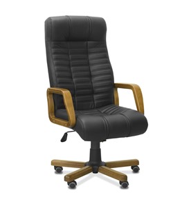 Офисное кресло Атлант W, экокожа премиум / черная CN1114/ дерево - орех в Самаре