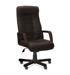 Кресло для руководителя Атлант W, экокожа премиум / тёмно-коричневая CN1113/ дерево - венге в Самаре
