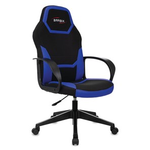 Кресло офисное BRABIX "Alpha GM-018", ткань/экокожа, черное/синее, 532638, GM-018_532638 в Сызрани