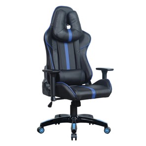 Кресло компьютерное BRABIX "GT Carbon GM-120", две подушки, экокожа, черное/синее, 531930 в Самаре