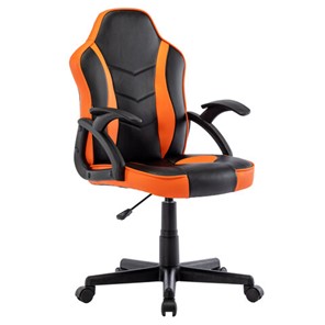 Кресло офисное BRABIX "Shark GM-203", экокожа, черное/оранжевое, 532513 в Самаре